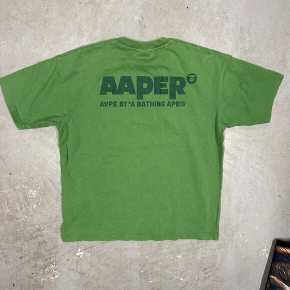 AAPE by A Bathing Ape T-Shirt Short Sleeve Green "AAPER" Large - Picture 11 of 12